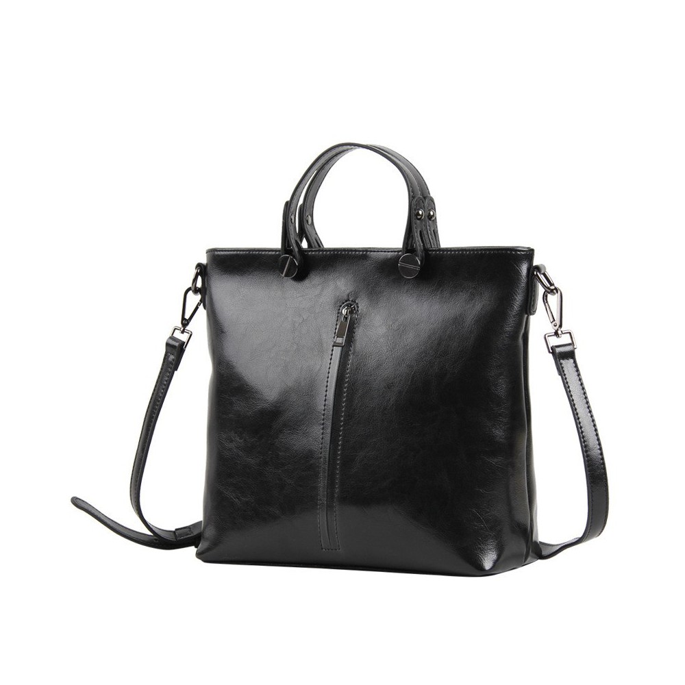 Pansy Genuine Leather Tote Bag Black 75275