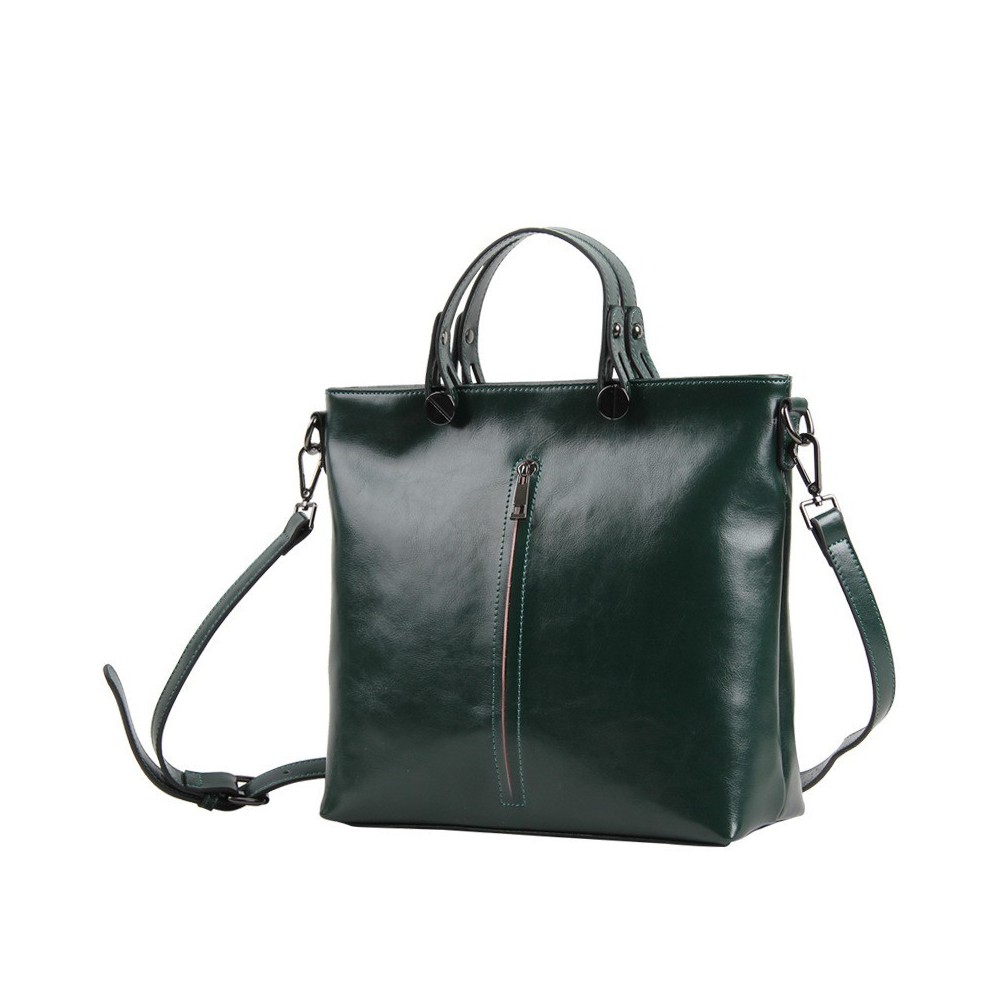 Pansy Genuine Leather Tote Bag Dark Green 75275
