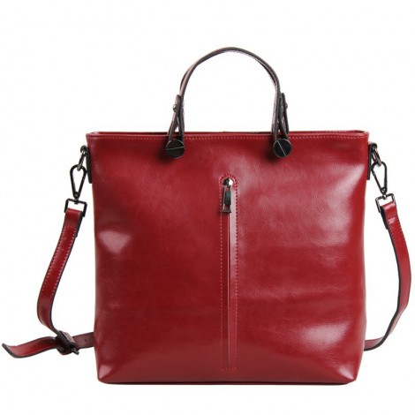 Pansy Genuine Leather Tote Bag Dark Red 75275