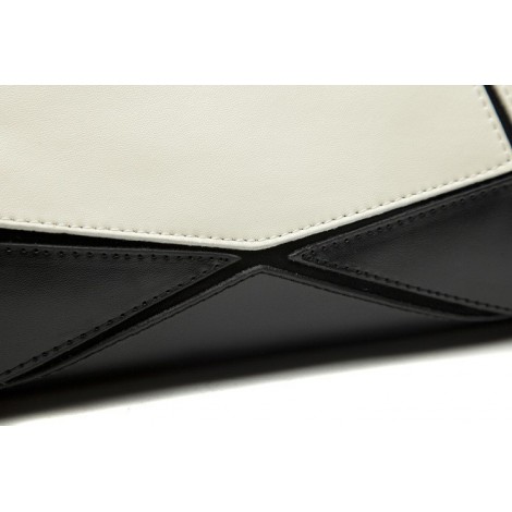Avre Genuine Leather Shoulder Bag Black White 75181