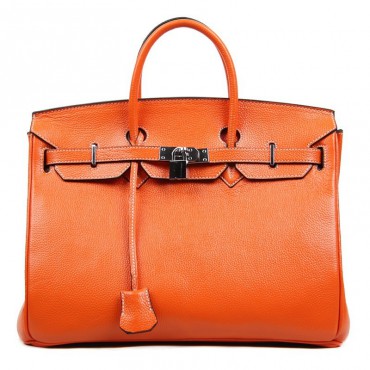 Stacy Genuine Leather Satchel Bag Orange 75289