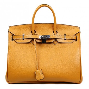 Stacy Genuine Leather Satchel Bag Yellow 75289