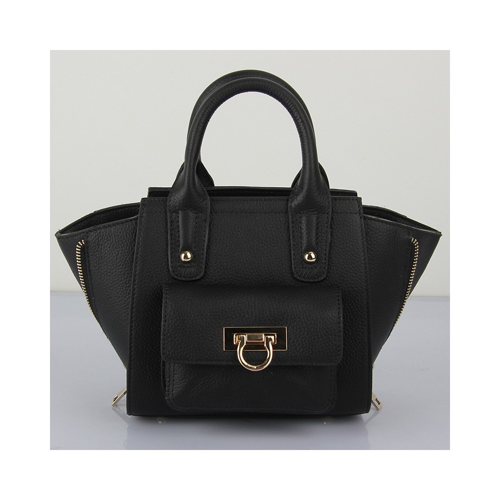Prudence Genuine Leather Satchel Bag Black 75294