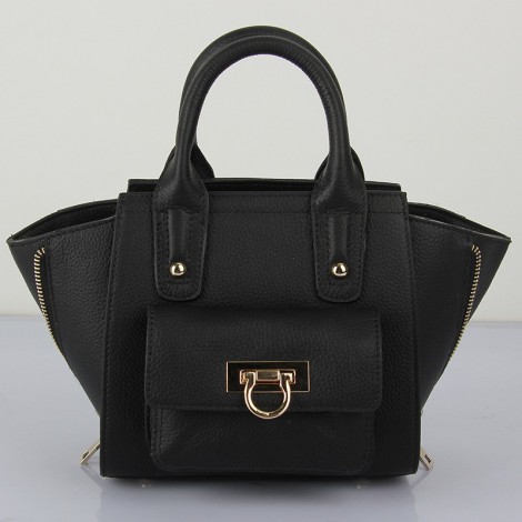 Prudence Genuine Leather Satchel Bag Black 75294