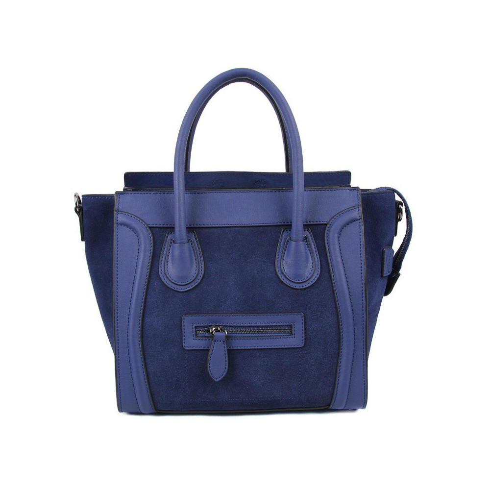 Avery Genuine Leather Satchel Bag Dark Blue 75304