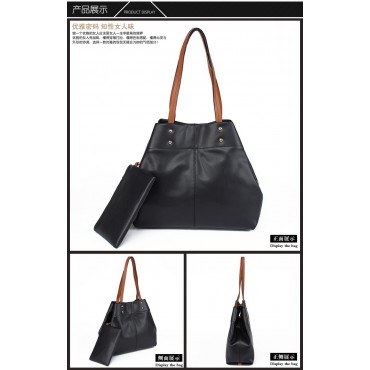 Lyra Genuine Leather Tote Bag Black 75185