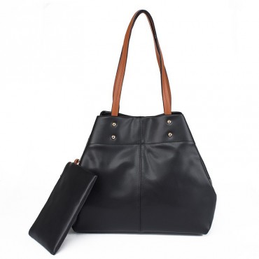 Lyra Genuine Leather Tote Bag Black 75185