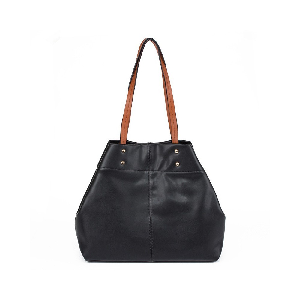 Lyra Sac à Main Shopping Cabas en Vrai Cuir de Vache Noir 75185