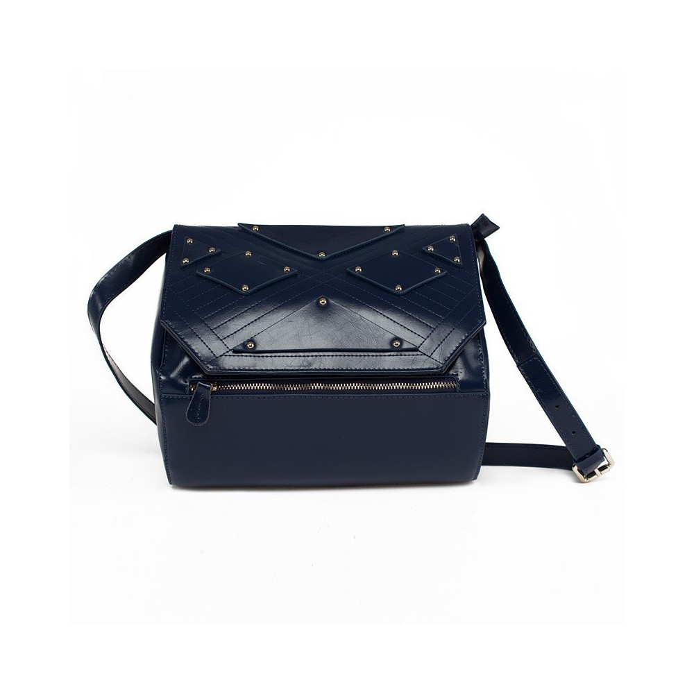 Gaelle Sac à Main Porté Épaule en Vrai Cuir de Vache Bleu foncé 75186