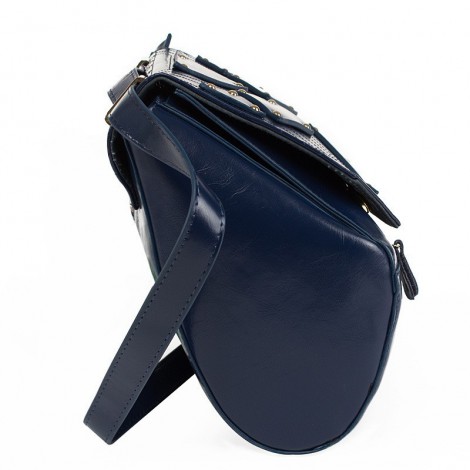 Gaelle Genuine Leather Shoulder Bag Dark Blue 75186