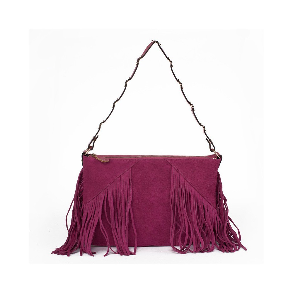 Gladys Sac à Main Porté Épaule en Vrai Cuir de Vache Violet 75187