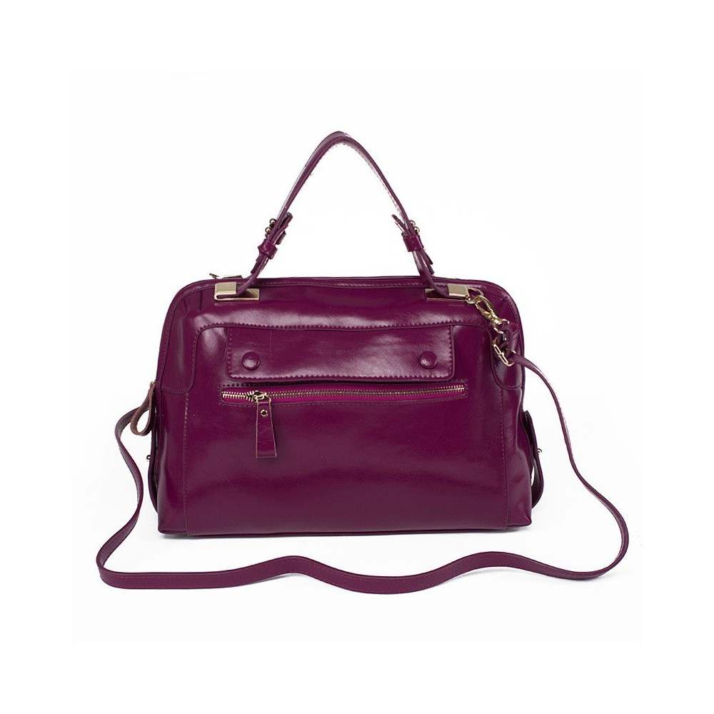 Laurianne Sac à Main Porté Épaule en Vrai Cuir de Vache Violet 75188