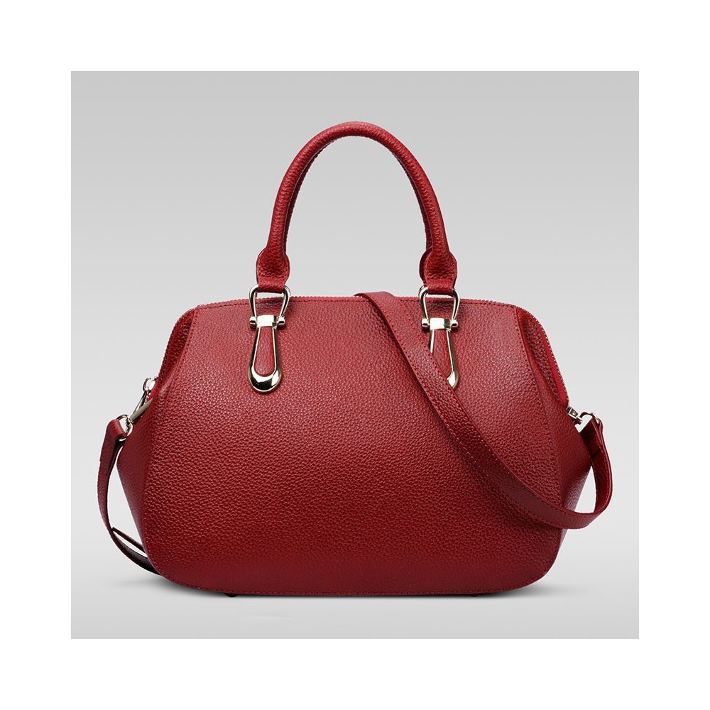 Genuine Leather Tote Bag Dark Red 75557