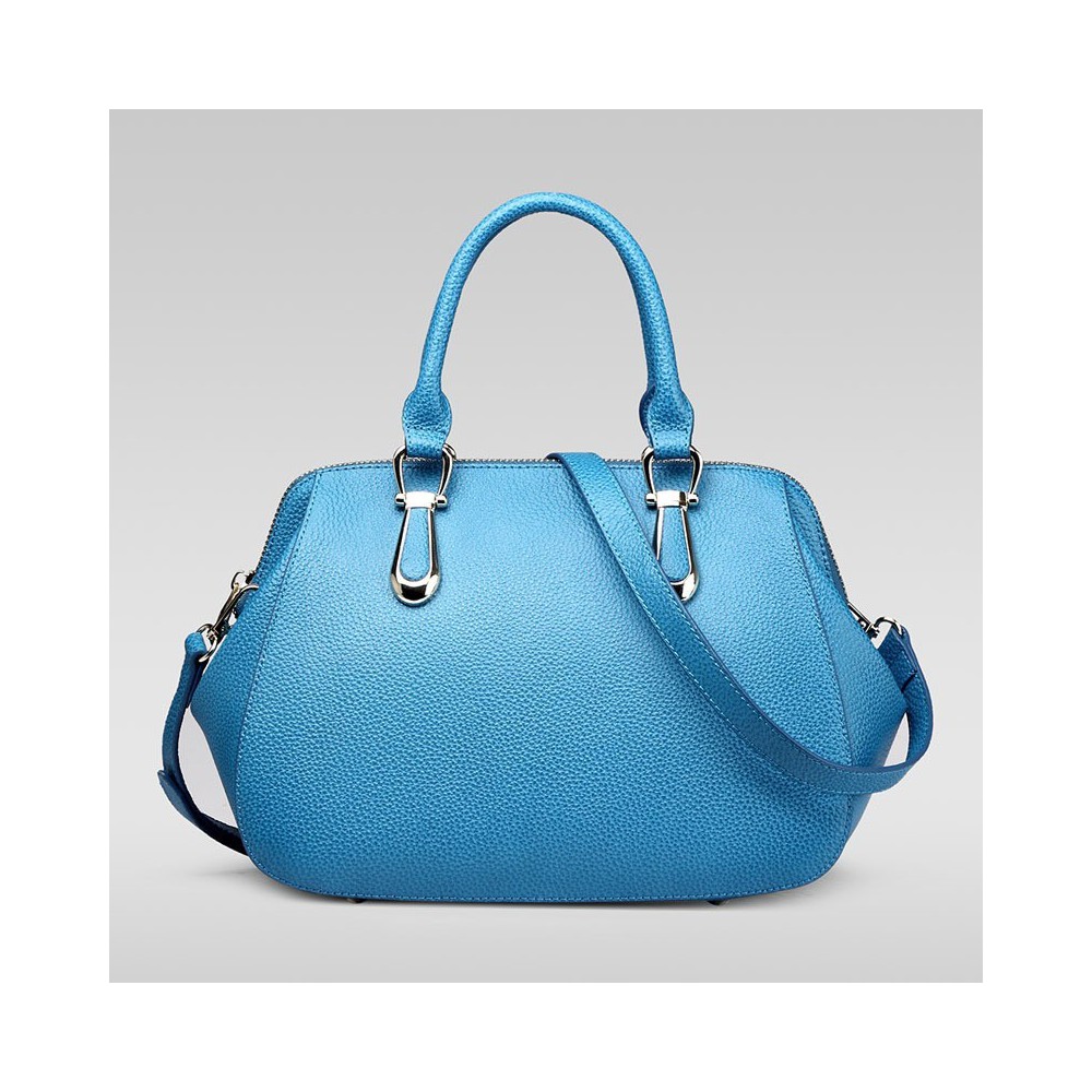 Genuine Leather Tote Bag Blue 75557