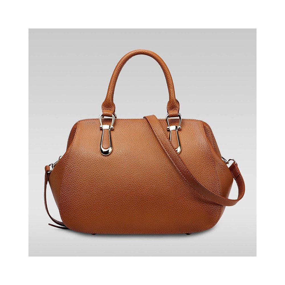 Genuine Leather Tote Bag Khaki 75557