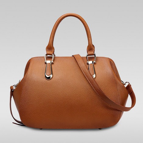 Genuine Leather Tote Bag Khaki 75557