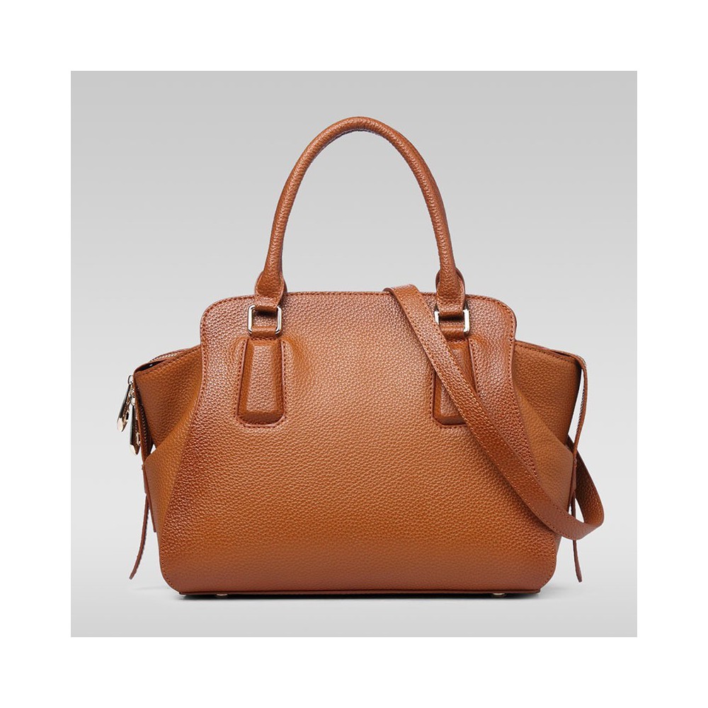 Genuine Leather Tote Bag Brown 75567