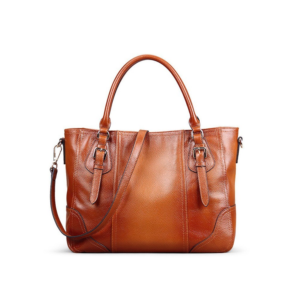 Genuine Leather Tote Bag Brown 75567