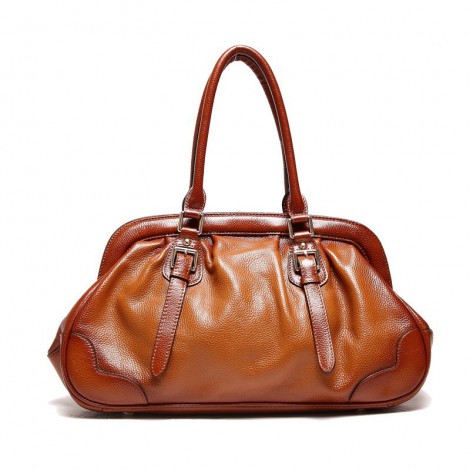 Genuine Leather Tote Bag Brown 75576