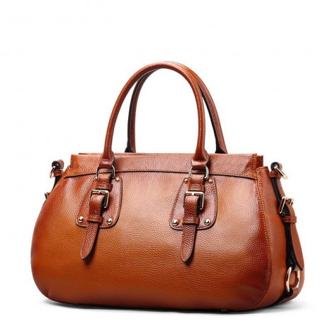 Genuine Leather Tote Bag Brown 75578