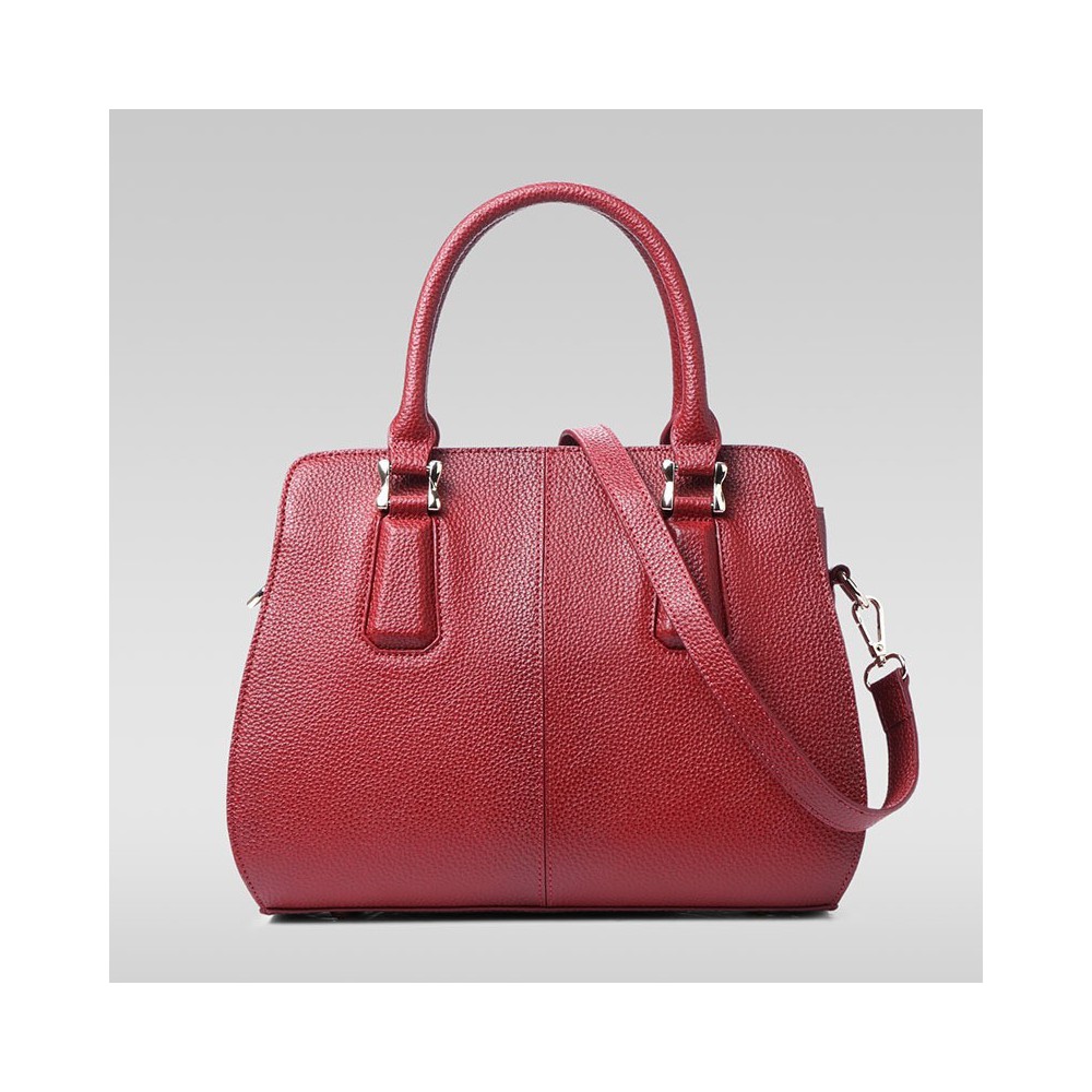 Genuine Leather Tote Bag Dark Red 75582