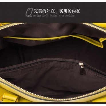 Laurene Genuine Leather Tote Bag Yellow 75182