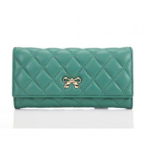 Genuine Lambskin Leather Wallet Green 65116