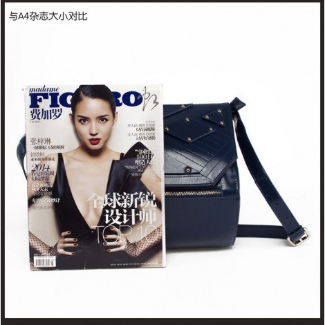 Gaelle Genuine Leather Shoulder Bag Dark Blue 75186