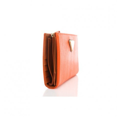 Genuine cowhide Leather Wallet Orange 65121
