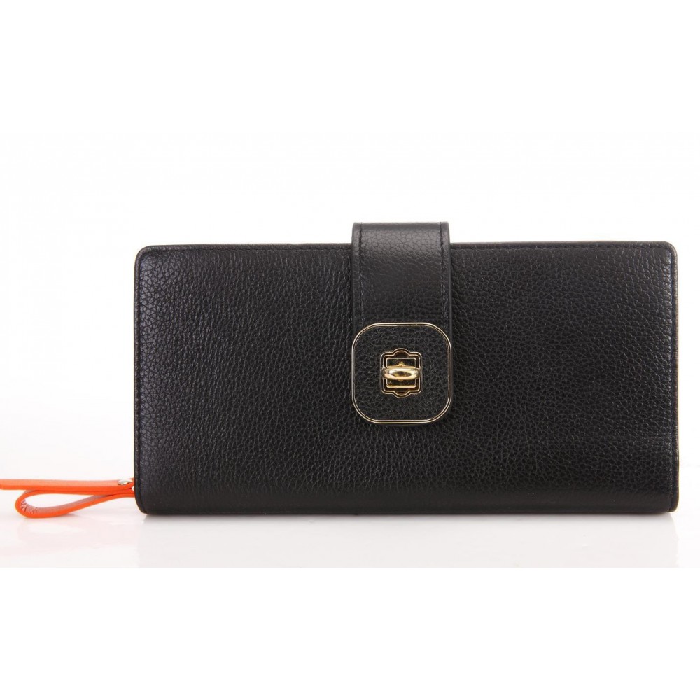 Genuine cowhide Leather Wallet Black 65125