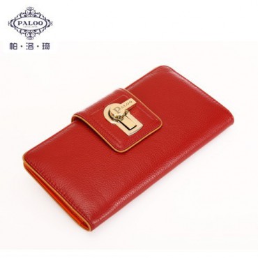 Genuine cowhide Leather Wallet Dark Red 64126
