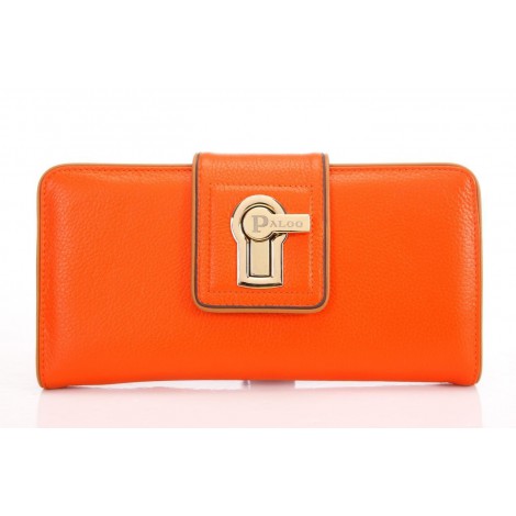 Genuine cowhide Leather Wallet Orange 64126