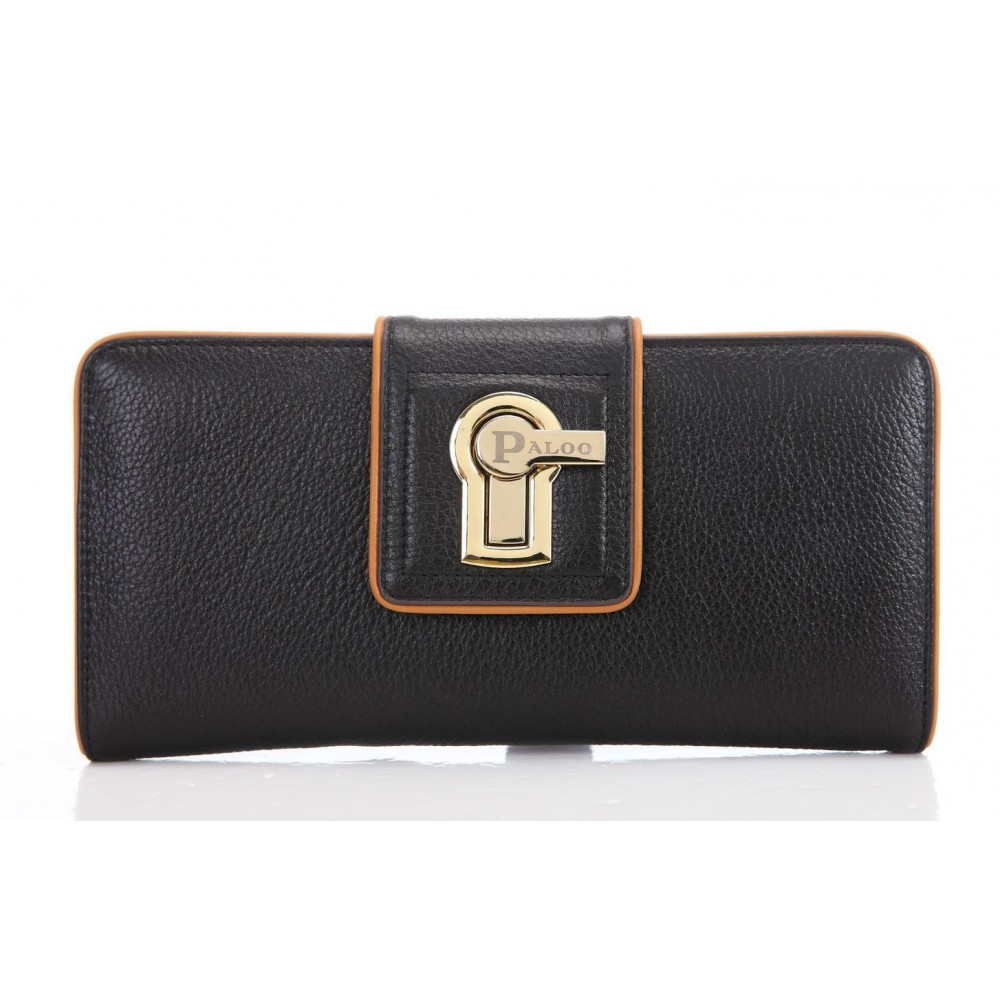 Genuine cowhide Leather Wallet Black 64126