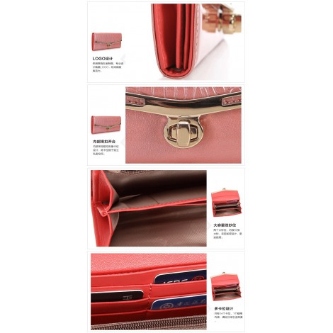Genuine cowhide Leather Wallet Pink 64131
