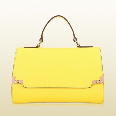Genuine Leather Tote Bag Yellow 75634