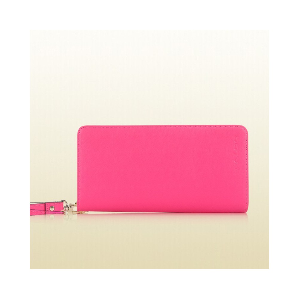 Genuine Leather Clutch Bag Magenta 75635