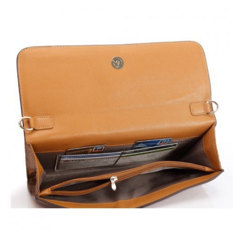 Genuine Leather Shoulder Bag Gold 75641