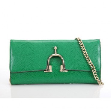 Genuine Leather Shoulder Bag Green 75643