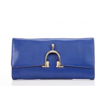 Genuine Leather Shoulder Bag Blue 75643