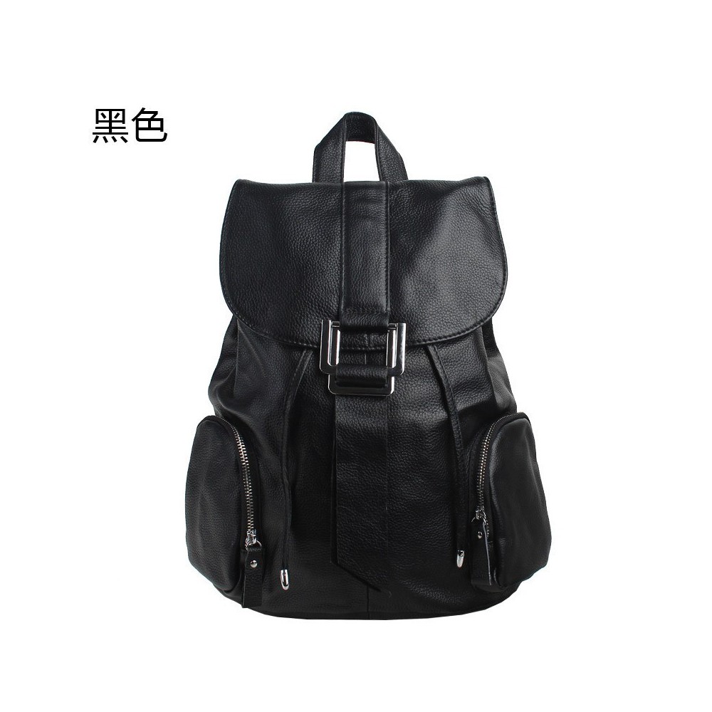 Genuine Leather Backpack Bag Black 75597