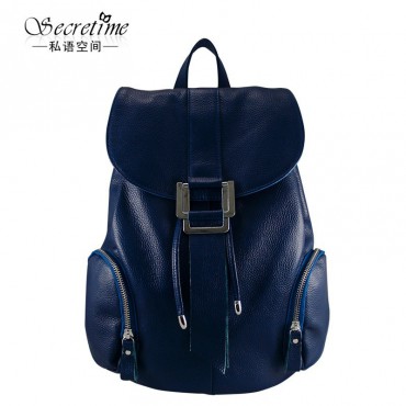 Genuine Leather Backpack Bag Dark Blue 75597