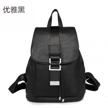 Genuine Leather Backpack Bag Black 75598
