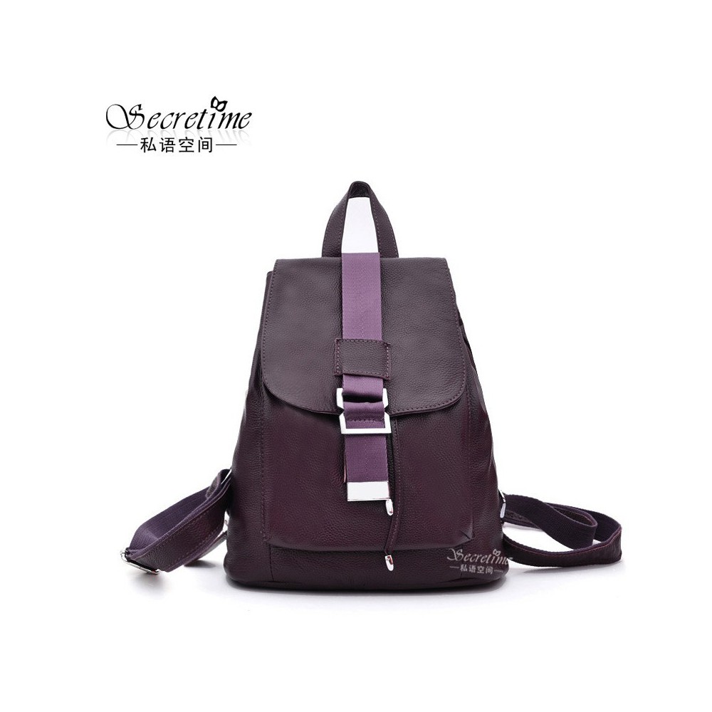 Genuine Leather Backpack Bag Purple 75598