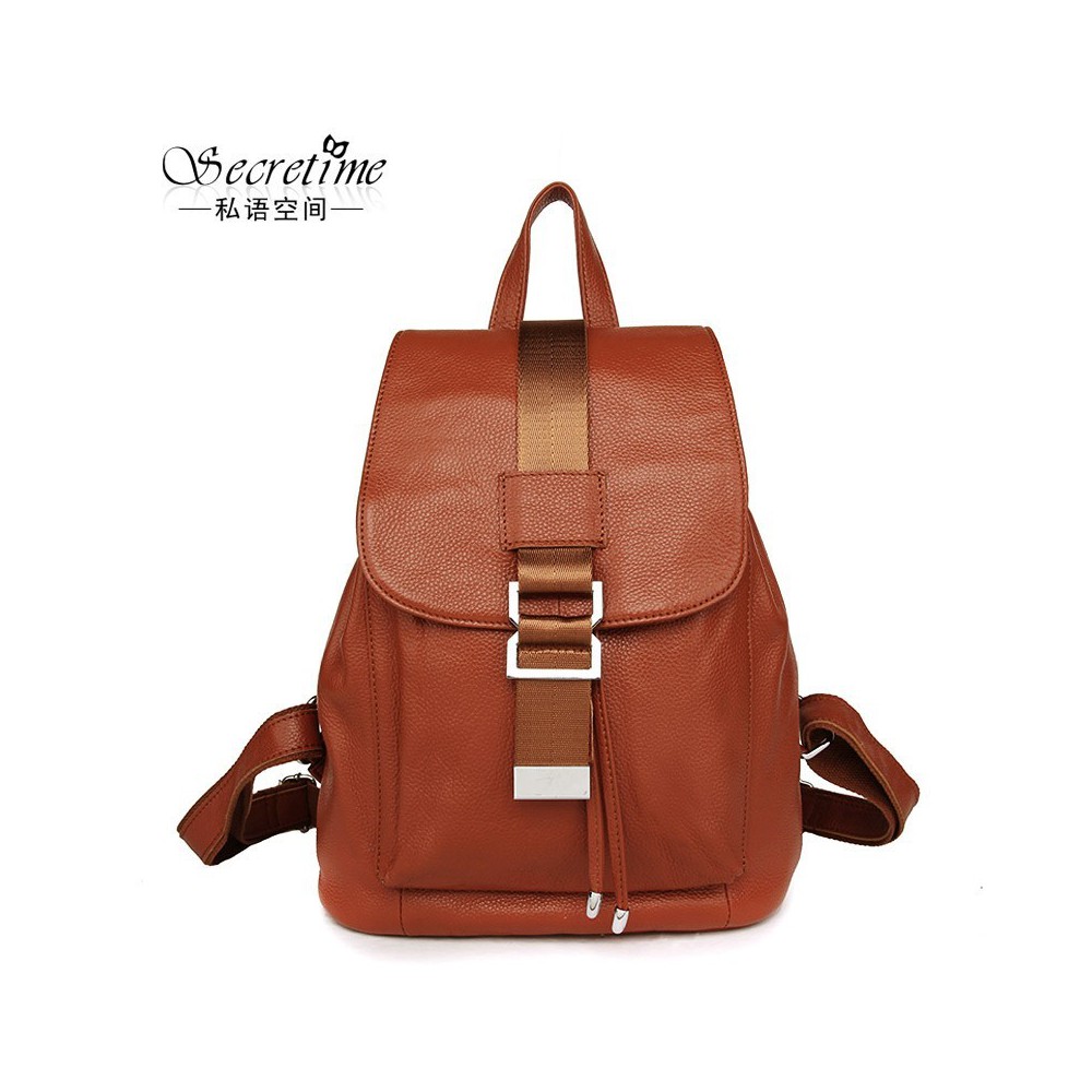 Genuine Leather Backpack Bag Brown 75598