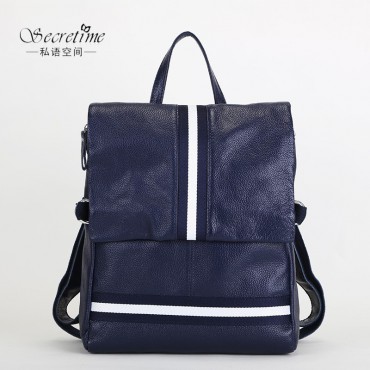 Genuine Leather Backpack Bag Dark Blue 75601