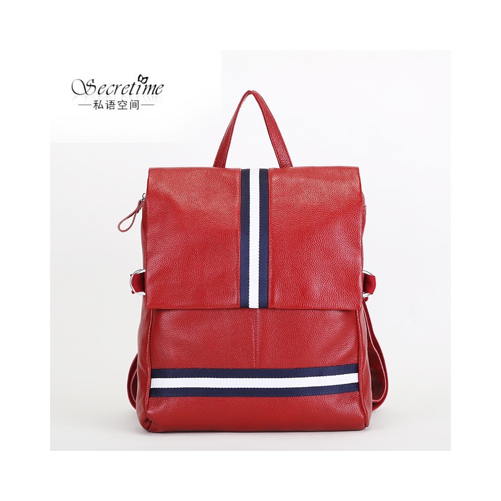 Genuine Leather Backpack Bag Dark Red 75601 Genuine Leather Backpack Bag Dark Red 75601