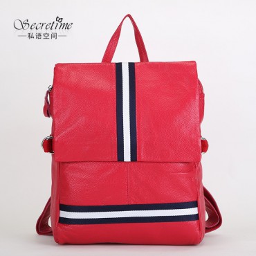 Genuine Leather Backpack Bag Red 75601