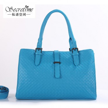 Genuine Leather Tote Bag Blue 75602