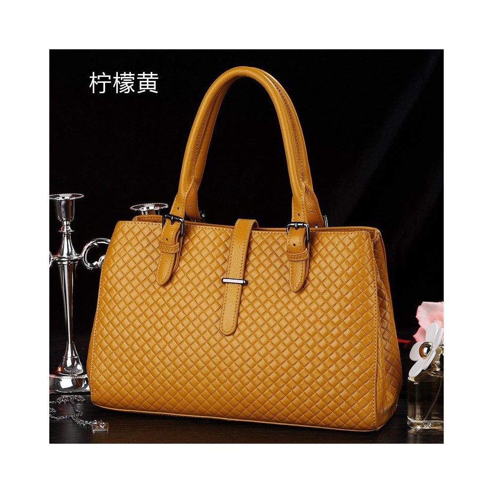 Genuine Leather Tote Bag Yellow 75602