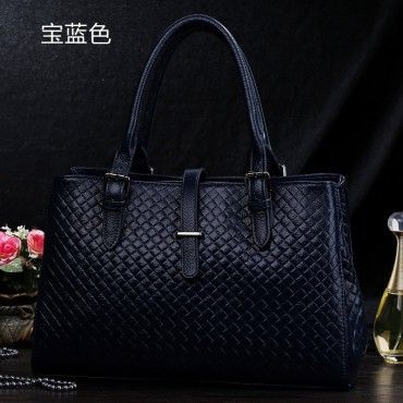 Genuine Leather Tote Bag Dark Blue 75602